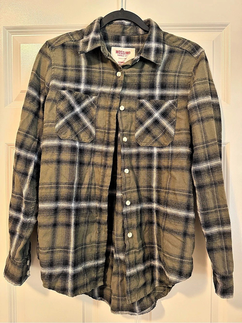 Plaid Button Down Boyfriend cut Flannel in black and green